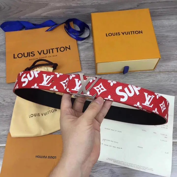 LOUIS VUITTON X SUPREME - LEATHER BELT - https://treadfitpro.com/