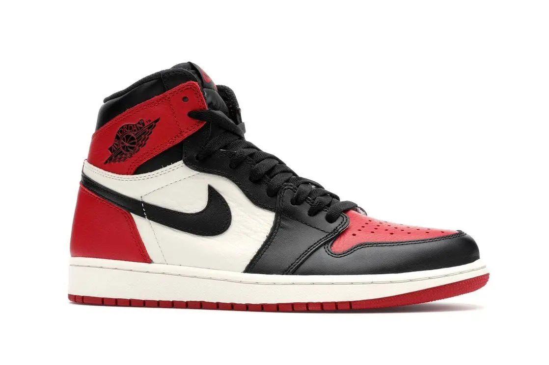 NIKE - AIR JORDAN  RETRO 1 HIGH ‘BRED TOE’ RED - https://treadfitpro.com/