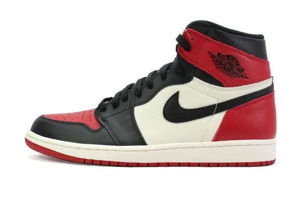 NIKE - AIR JORDAN  RETRO 1 HIGH ‘BRED TOE’ RED - https://treadfitpro.com/