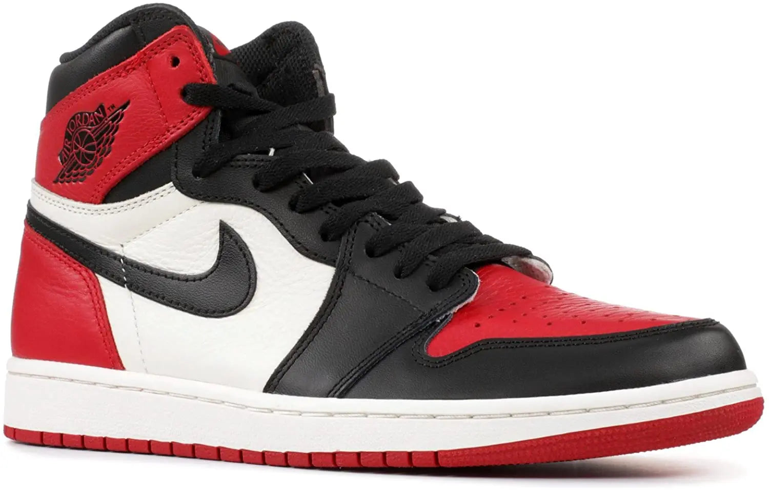 NIKE - AIR JORDAN  RETRO 1 HIGH ‘BRED TOE’ RED - https://treadfitpro.com/