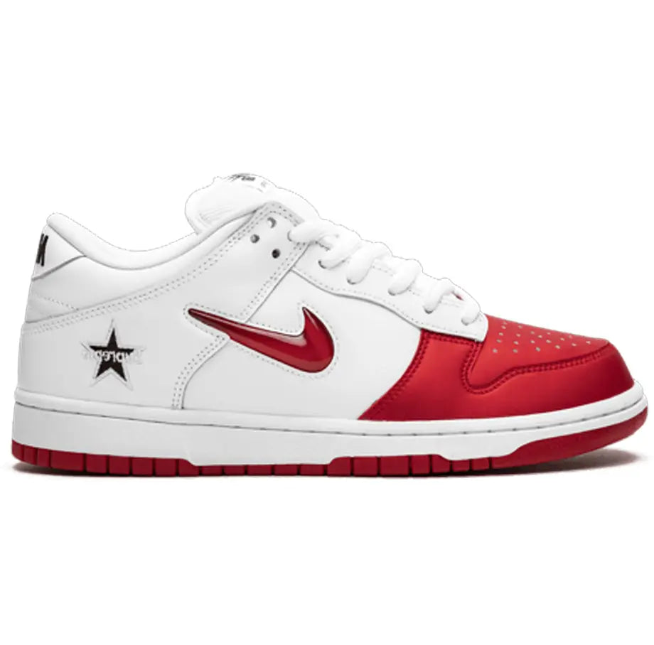 NIKE SB DUNK LOW SUPREME JEWEL SWOOSH RED - https://treadfitpro.com/